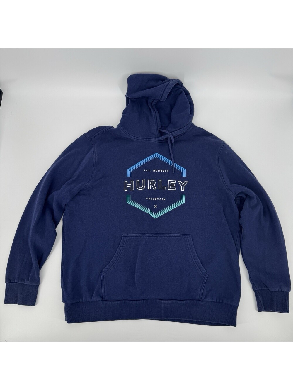 Hurley Hoodie Blue Sweatshirt Pullover Skater Hip Hop Outdoor Activewear Men XXL